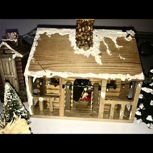 Christmas Decor.  Log Cabin w/accessories.